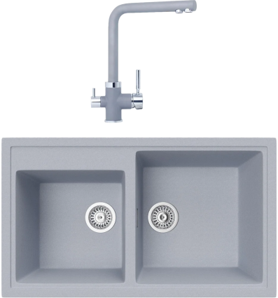 Комплект Мойка кухонная TopZero TopGran Demi 860.500 20-49 titan 49 + Смеситель Alphons titan 49