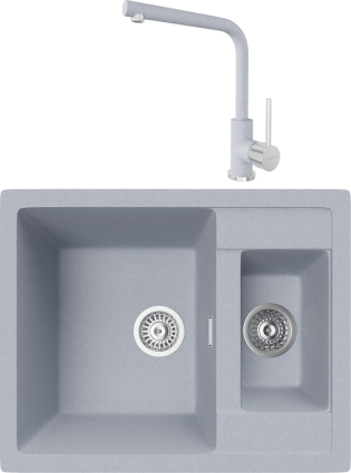 Комплект Мойка кухонная TopZero Madonna 615.500 15-49 Titan + Смеситель Donald titan 49