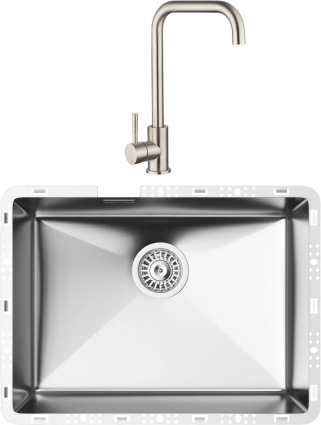 Комплект Мойка кухонная TopZero TZ RS 550 нержавеющая сталь + Смеситель WIX 206 INOX нержавеющая сталь