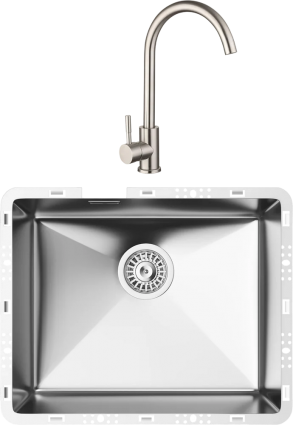 Комплект Мойка кухонная TopZero TZ RS 500 нержавеющая сталь + Смеситель WIX 205 INOX нержавеющая сталь