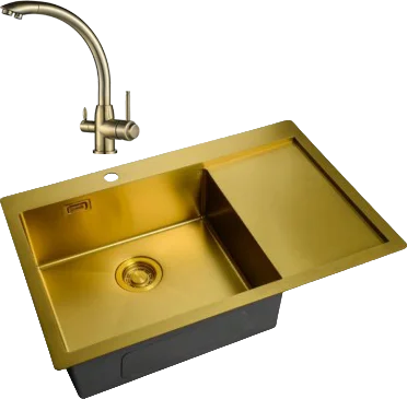 Комплект Мойка кухонная Zorg Light + Смеситель Steel Hummer SH 699 BRONZE бронза
