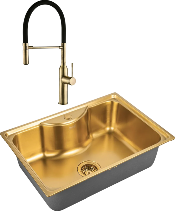 Комплект Мойка кухонная Zorg Inox PVD SZR 6545 BRONZE бронза + Смеситель Steel Hummer SH 2022 BRONZE бронза