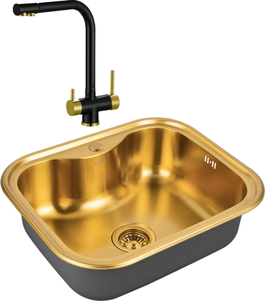 Комплект Мойка кухонная Zorg Inox PVD SZR 5848 BRONZE бронза + Смеситель Sanitary ZR 348 YF BLACK BRONZE