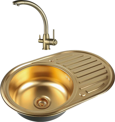 Комплект Мойка кухонная Zorg Inox PVD Inox Pvd SZR-7750 bronze + Смеситель Steel Hummer SH 699 BRONZE бронза