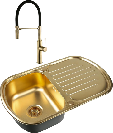 Комплект Мойка кухонная Zorg Inox PVD Inox Pvd SZR-7749 bronze + Смеситель Steel Hummer SH 2022 BRONZE бронза