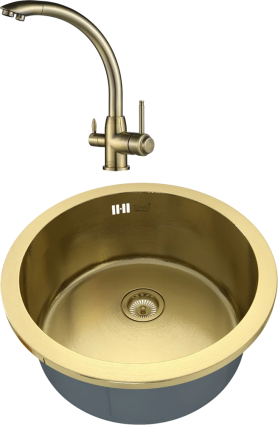 Комплект Мойка кухонная Zorg Inox PVD Inox Pvd SZR-500-BRONZE + Смеситель Steel Hummer SH 699 BRONZE бронза