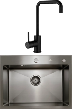 Комплект Мойка кухонная Kaiser KSM-6046 черная + Смеситель Merkur 26844-9 черный