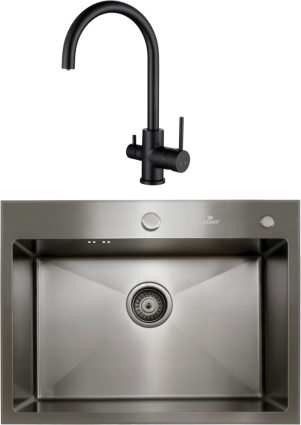 Комплект Мойка кухонная Kaiser KSM-6046 черная + Смеситель Merkur 26744-9 черный