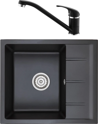Комплект Мойка кухонная Emar Quartz + Смеситель 3009.12 Оникс