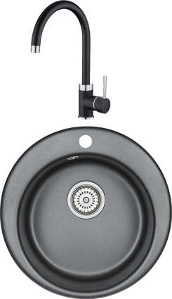 Комплект Мойка кухонная Emar Quartz + Смеситель 3004.12 Оникс