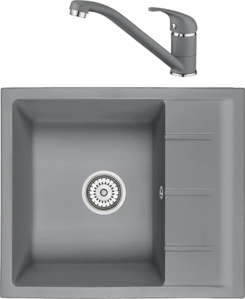 Комплект Мойка кухонная Emar Quartz + Смеситель 3009.9 Алмаз