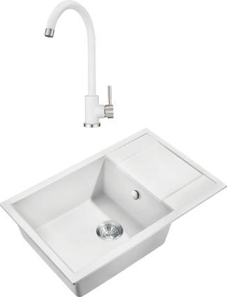 Комплект Мойка кухонная Milacio Navarra Cuarzo 78 MC.77052 белая + Смеситель Granula ST-4031 ST-4031 белый