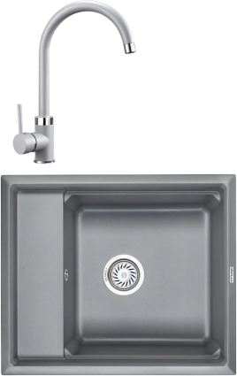 Комплект Мойка кухонная Granula Kitchen Space + Смеситель GR-2125 алюминиум