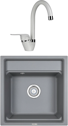 Комплект Мойка кухонная Granula Kitchen Space + Смеситель GR-1024 алюминиум