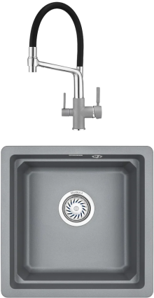 Комплект Мойка кухонная Granula Kitchen Space + Смеситель GR-0083 GR-0083 алюминиум с гибким изливом