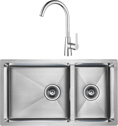 Комплект Мойка кухонная Paulmark Axel PM227844-BS брашированная нержавеющая сталь + Смеситель Holstein Ho212065 хром