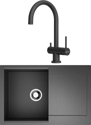 Комплект Мойка кухонная Omoikiri Daisen 78-BL черная + Смеситель Yamada P-BL черный