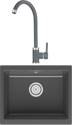 Комплект Мойка кухонная Point Сидли 55 графит + Смеситель PN3101 графит