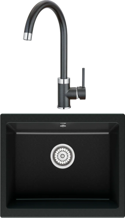 Комплект Мойка кухонная Point Сидли 55 черная + Смеситель PN3101 черный