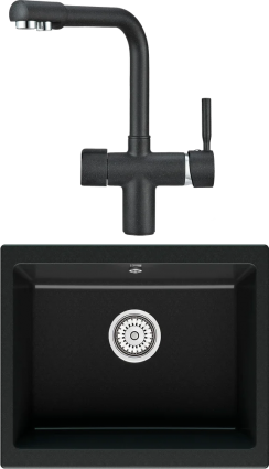 Комплект Мойка кухонная Point Сидли 55 черная + Смеситель PN3104 черный