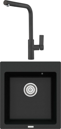 Комплект Мойка кухонная Point Моко 47 черная + Смеситель PN3102 черный