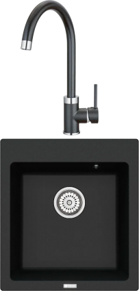 Комплект Мойка кухонная Point Моко 47 черная + Смеситель PN3101 черный
