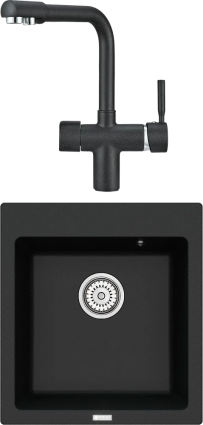 Комплект Мойка кухонная Point Моко 47 черная + Смеситель PN3104 черный