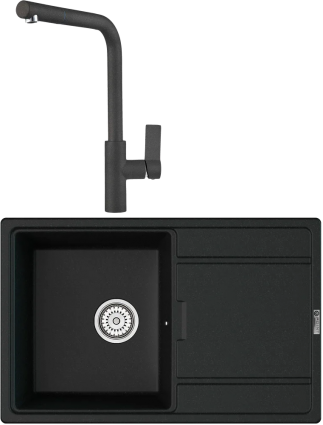 Комплект Мойка кухонная Point Лаура 78 черная + Смеситель PN3102 черный