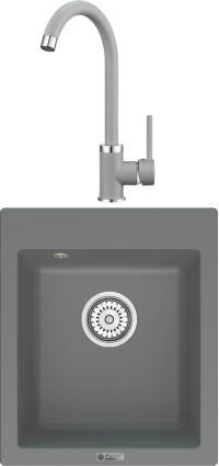 Комплект Мойка кухонная Point Динара 42 серая + Смеситель PN3101 серый