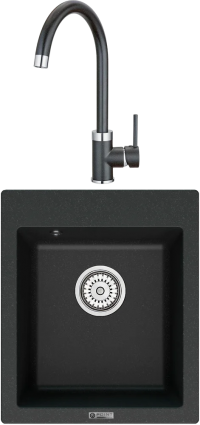 Комплект Мойка кухонная Point Динара 42 черная + Смеситель PN3101 черный