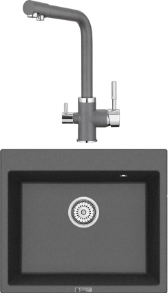 Комплект Мойка кухонная Point Бинга 60 графит + Смеситель PN3103 графит