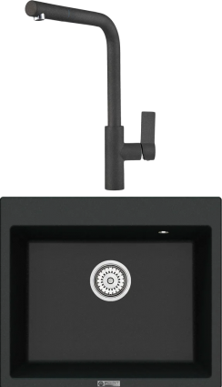 Комплект Мойка кухонная Point Бинга 60 черная + Смеситель PN3102 черный