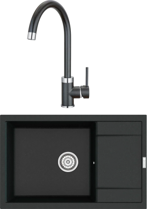 Комплект Мойка кухонная Point Велета 78 черная + Смеситель PN3101 черный