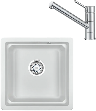 Мойка кухонная со смесителем Granula 4501U+0010, арктик