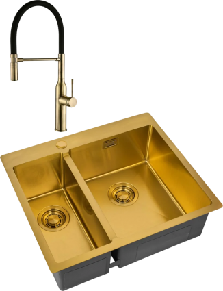 Комплект Мойка кухонная Zorg Light ZL R 590-2-510-R BRONZE R, бронза + Смеситель Steel Hummer SH 2022 BRONZE бронза