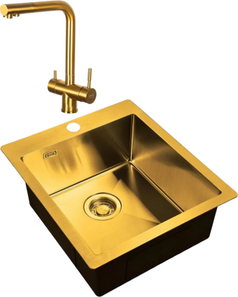 Комплект Мойка кухонная Zorg Light + Смеситель Inox SZR-7039 BRONZE бронза