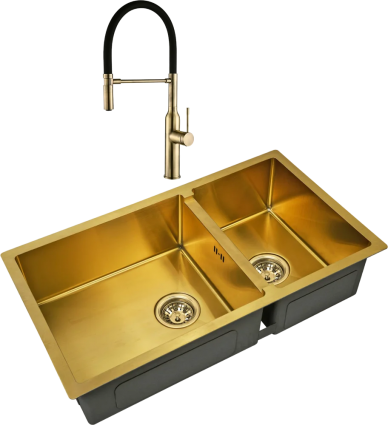 Комплект Мойка кухонная Zorg Inox PVD SZR-78-2-44 bronze + Смеситель Steel Hummer SH 2022 BRONZE бронза