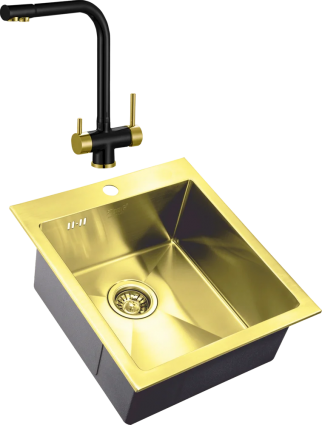 Комплект Мойка кухонная Zorg Inox PVD Inox Pvd SZR-4551 bronze + Смеситель Sanitary ZR 348 YF BLACK BRONZE