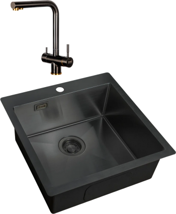 Комплект Мойка кухонная Zorg Light + Смеситель Inox SZR-7039 BR/GRAFIT бронза графит