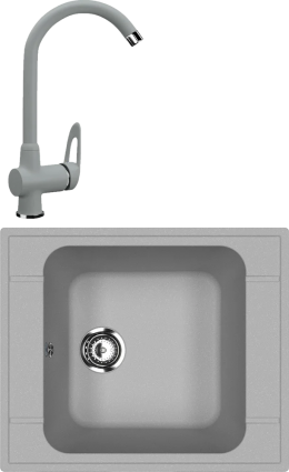 Комплект Мойка кухонная Ulgran U-604 -342 графит + Смеситель U-006 -342 графитовый