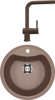 Комплект Мойка кухонная Ulgran U-601 -307 терракот + Смеситель U-022 терракот