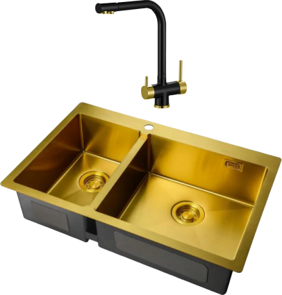 Комплект Мойка кухонная Zorg Light + Смеситель Sanitary ZR 348 YF BLACK BRONZE
