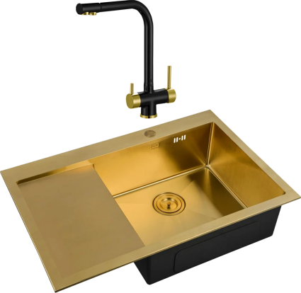 Комплект Мойка кухонная Zorg Inox Pvd SZR-7851-R Bronze + Смеситель Sanitary ZR 348 YF BLACK BRONZE
