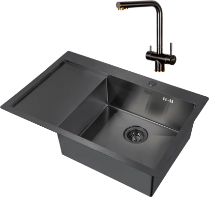 Комплект Мойка кухонная Zorg Inox PVD 7851 R grafit + Смеситель Inox SZR-7039 BR/GRAFIT бронза графит