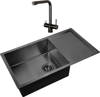 Комплект Мойка кухонная Zorg Inox PVD 7844 grafit + Смеситель Inox SZR-7039 GRAFIT графит