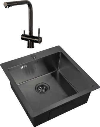 Комплект Мойка кухонная Zorg Inox PVD 5151 grafit + Смеситель Inox SZR-7039 GRAFIT графит