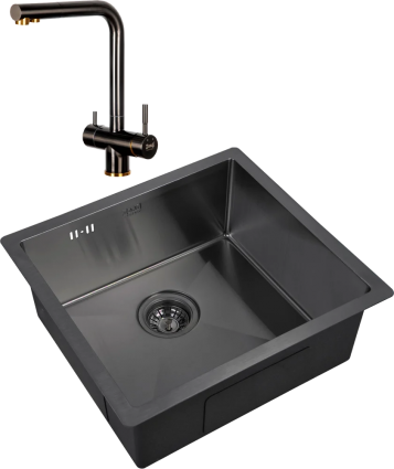 Комплект Мойка кухонная Zorg Inox PVD 4844 grafit + Смеситель Inox SZR-7039 BR/GRAFIT бронза графит