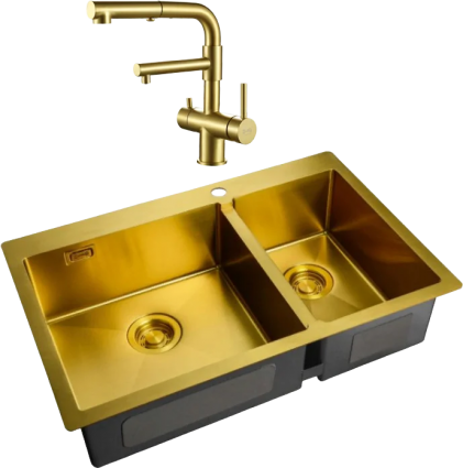 Комплект Мойка кухонная Zorg Light + Смеситель Sanitary SZR-3216 Bronze бронза