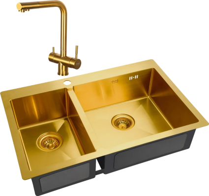 Комплект Мойка кухонная Zorg Inox PVD SZR-78-2-51 R bronze + Смеситель Inox SZR-7039 BRONZE бронза