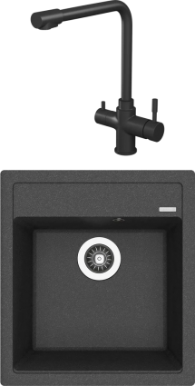 Комплект Мойка кухонная Florentina Липси 460 черная + Смеситель Rush MS9035-33Black черный
